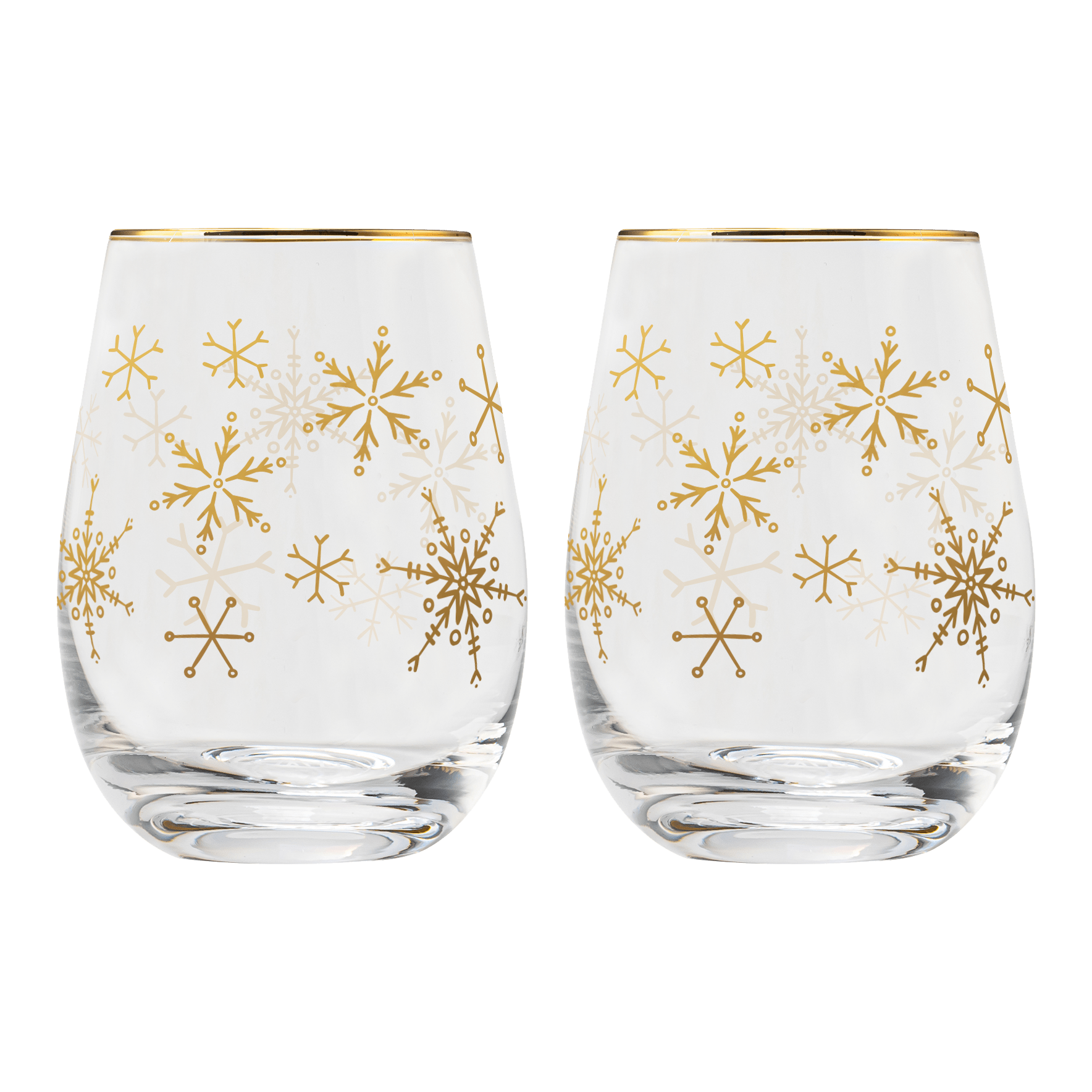 Snowflakes Stemless Wine Glass Set