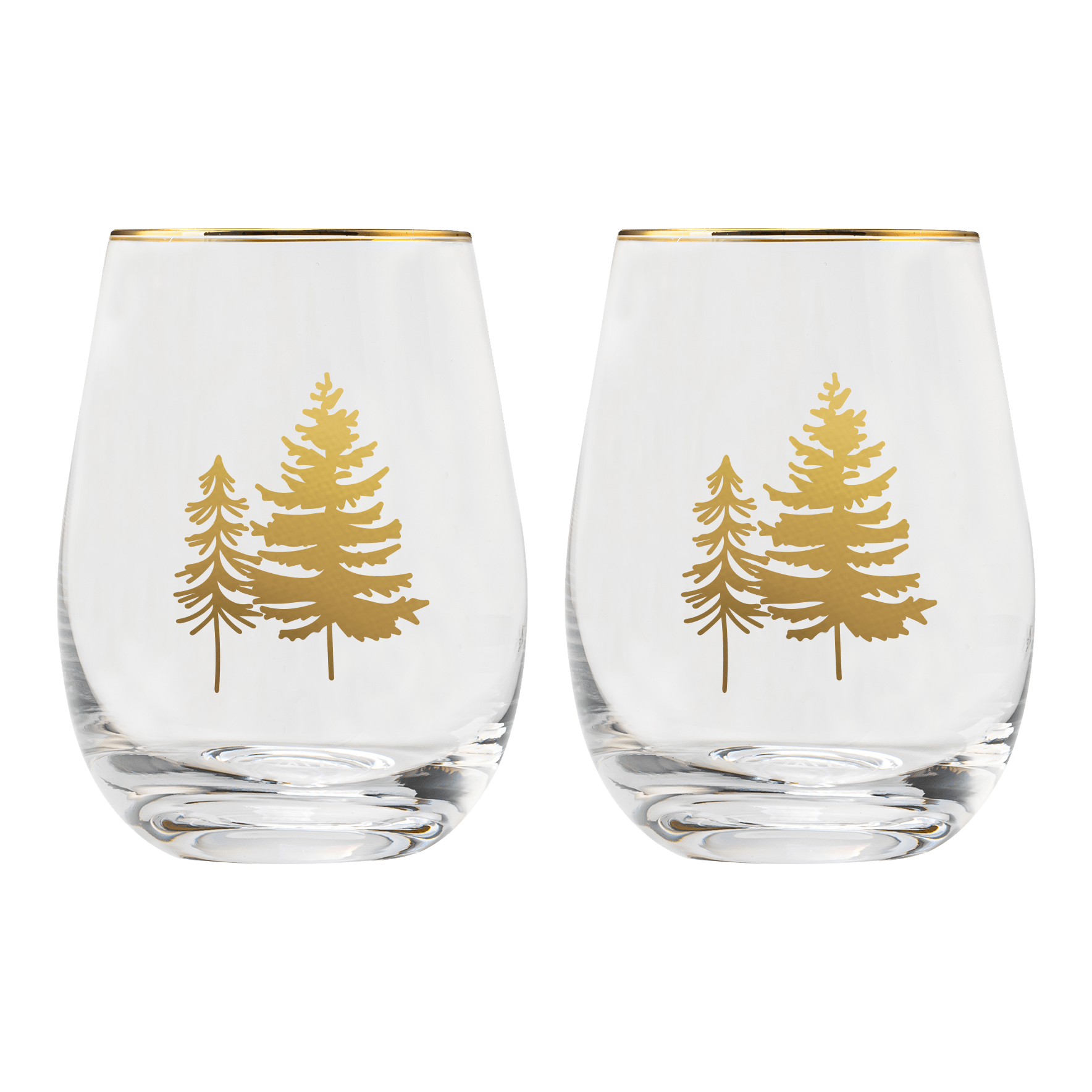Trees Stemless Wine Glass Set