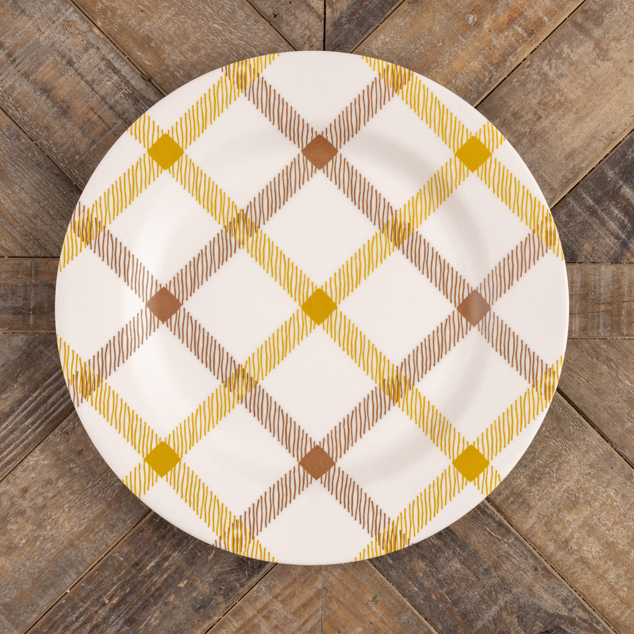 Cream Plaid Charger