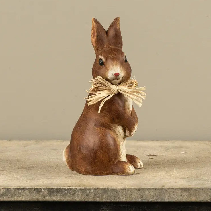 Brown Bunny With Raffia Bow