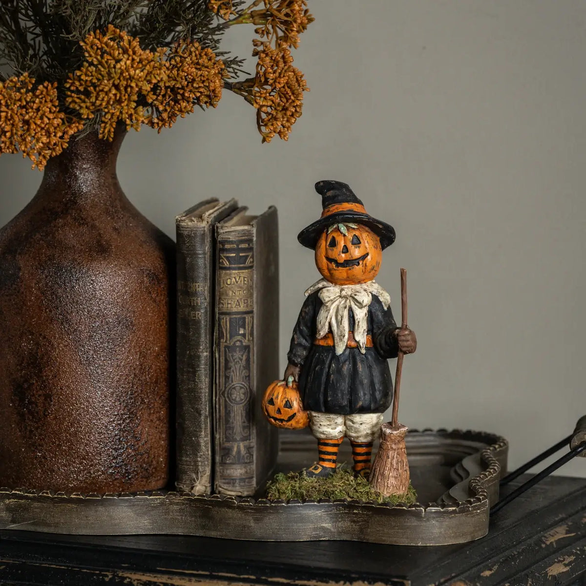 Vintage Pumpkin Trick-or-Treater Figurine