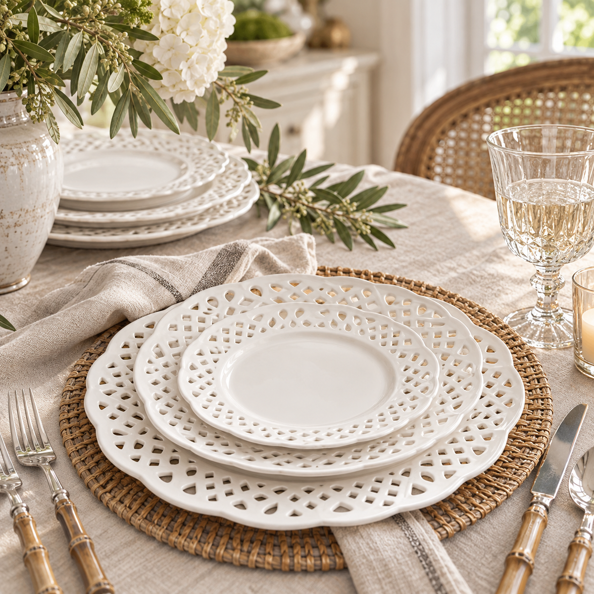 White Pierced Dinnerware