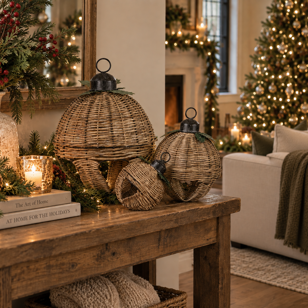 Wicker & Metal Holly Sleigh Bell