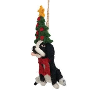 Wool Felt Holiday Dog Ornament