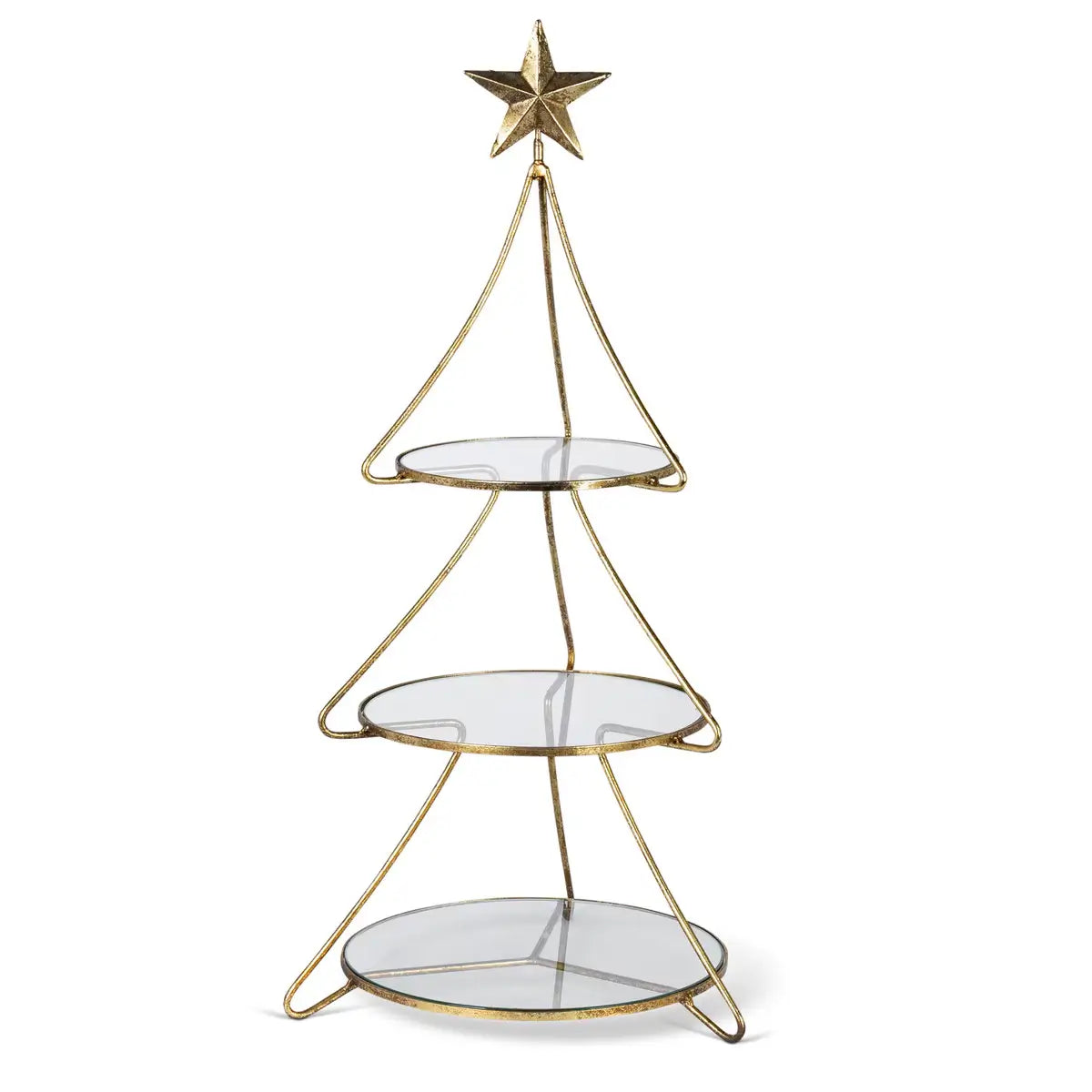 Metal Glass Shelves Tree Shape Stand Set