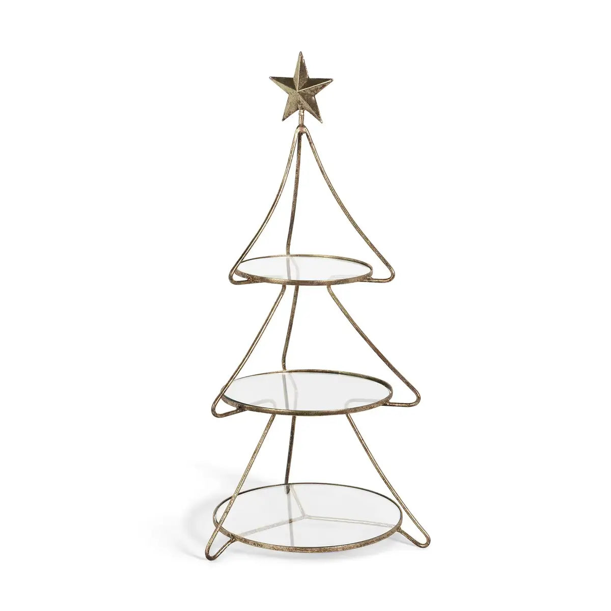 Metal Glass Shelves Tree Shape Stand Set