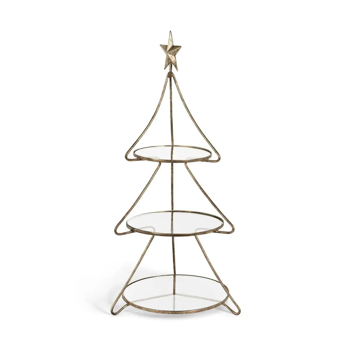 Metal Glass Shelves Tree Shape Stand Set
