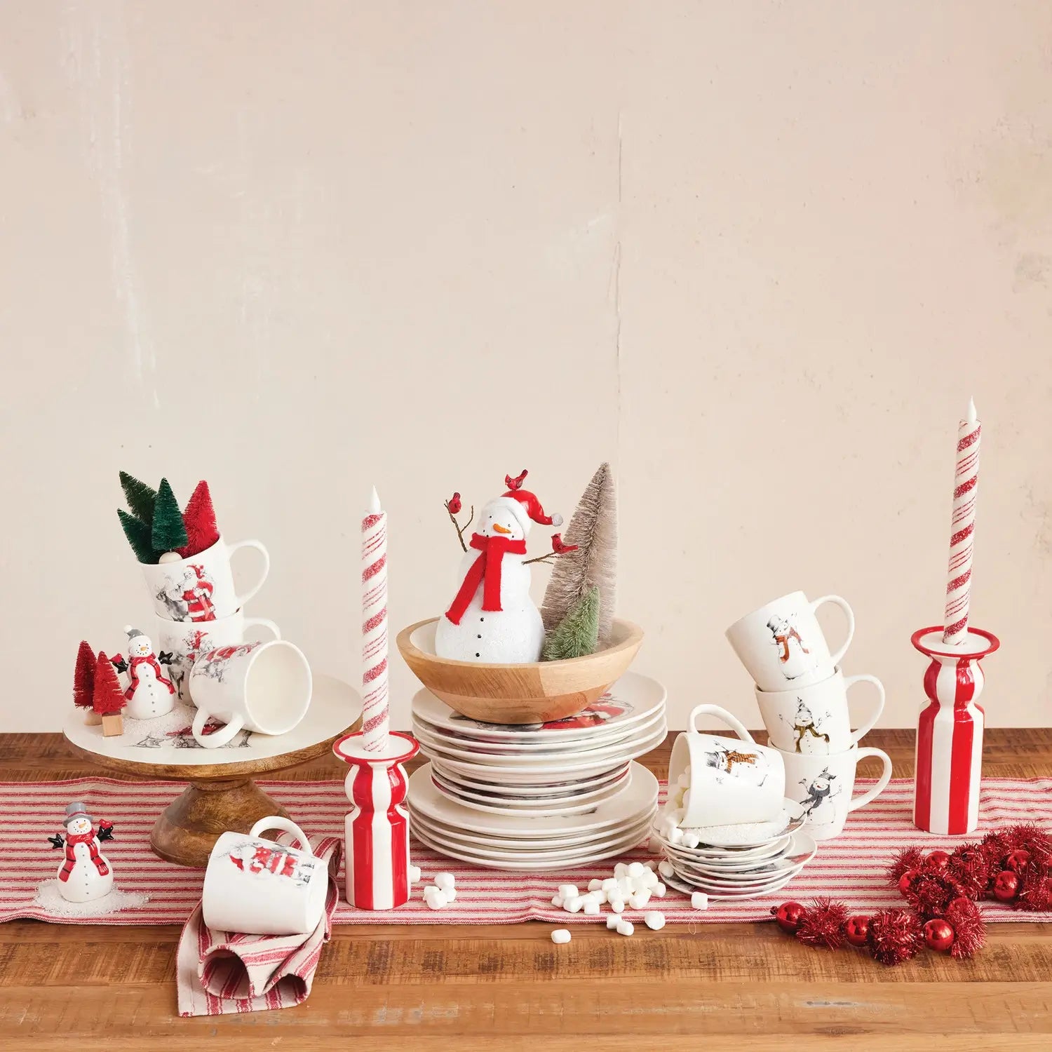 Stoneware Santa & Reindeer Plate Set