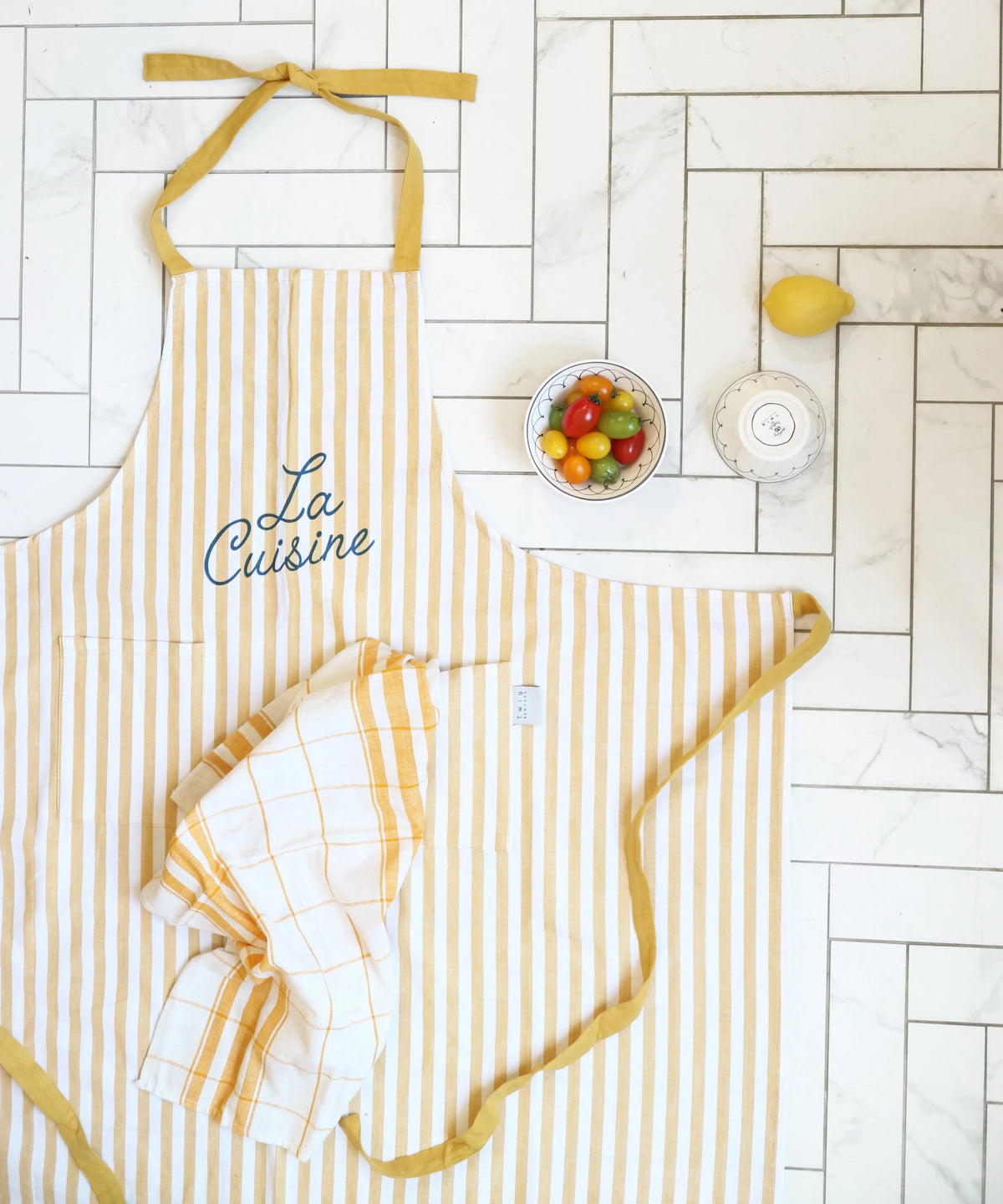 Yellow Stripe Bib Apron