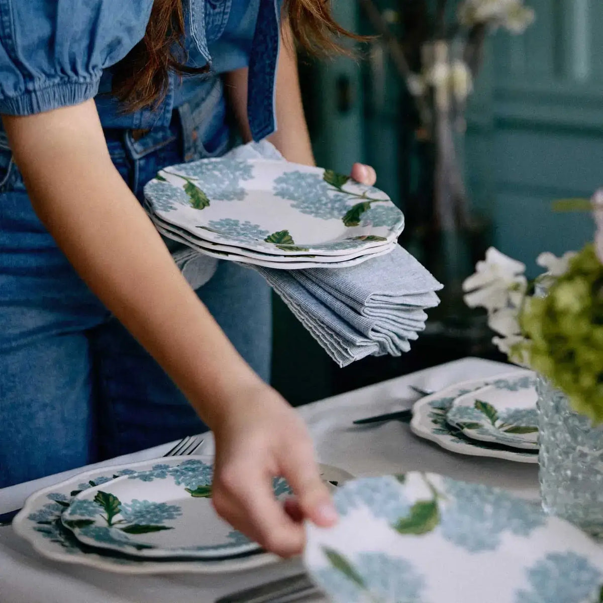 Rifle Paper Co. Hydrangea Melamine Dessert Plate Set