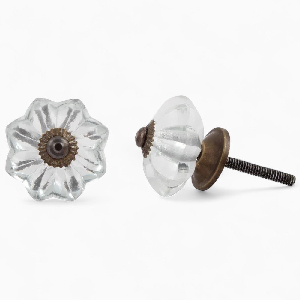 Antique Cut Glass Flower Knob