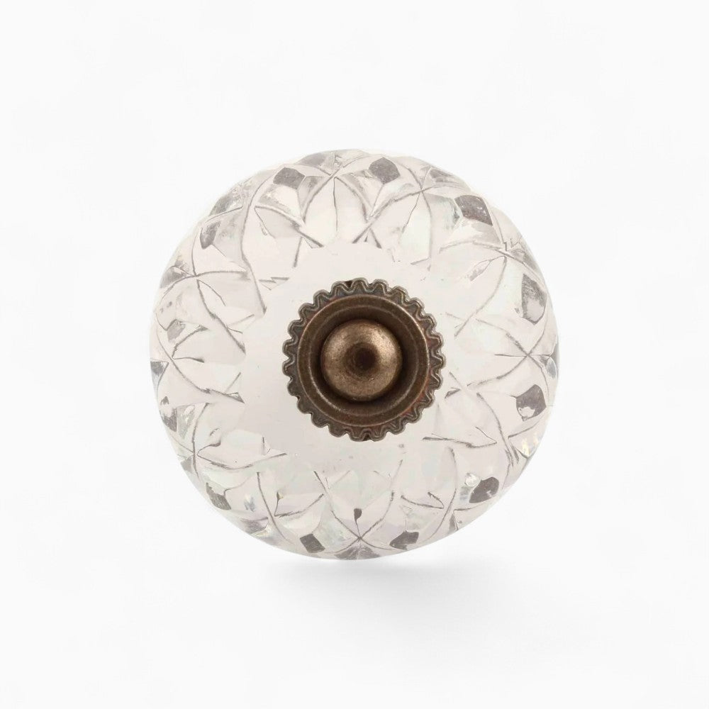 Antique Cut Glass Round Knob