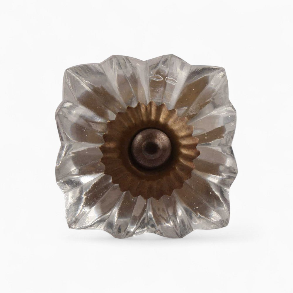 Antique Cut Glass Square Knob