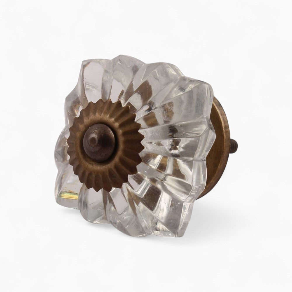 Antique Cut Glass Square Knob
