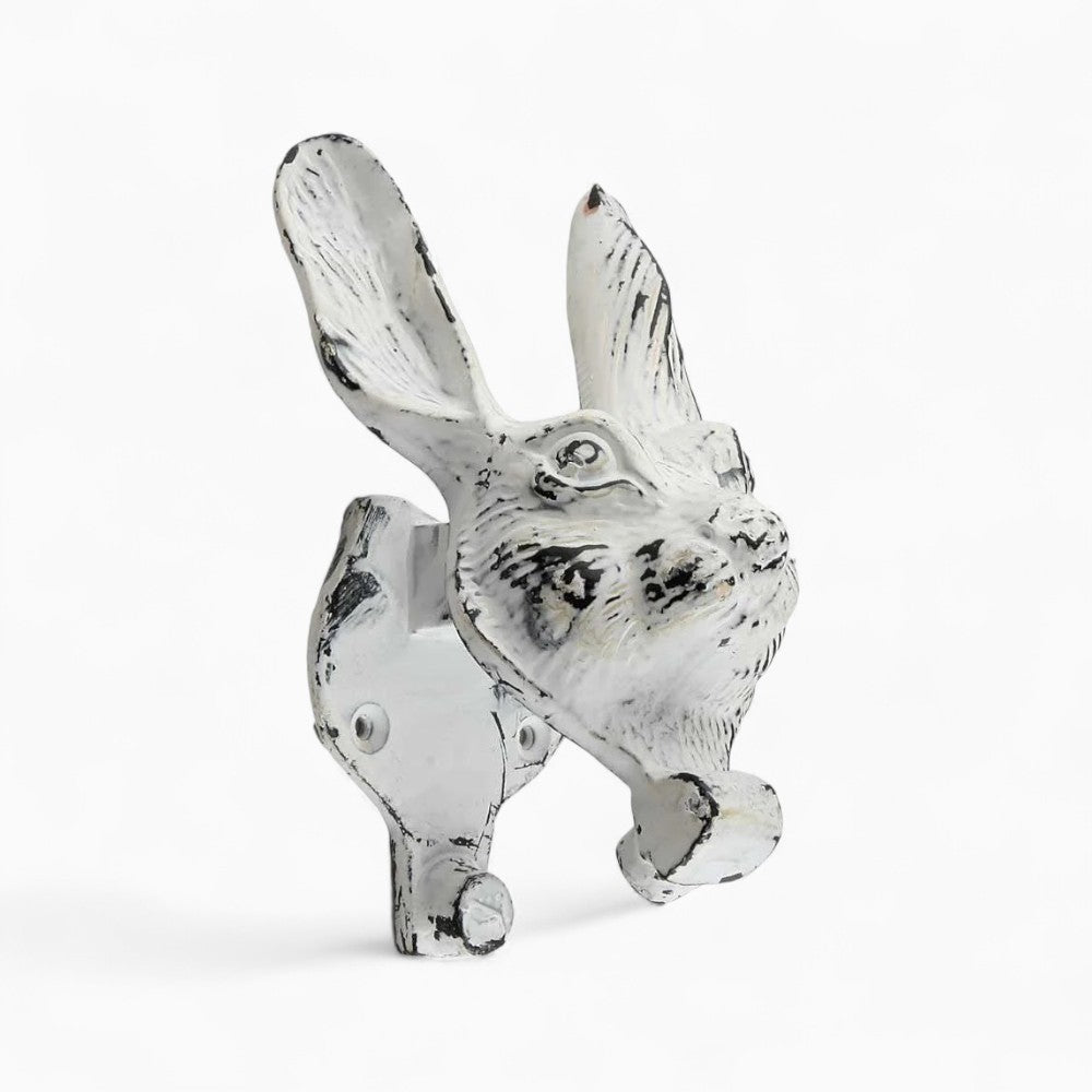 Antiqued White Rabbit Door Knocker