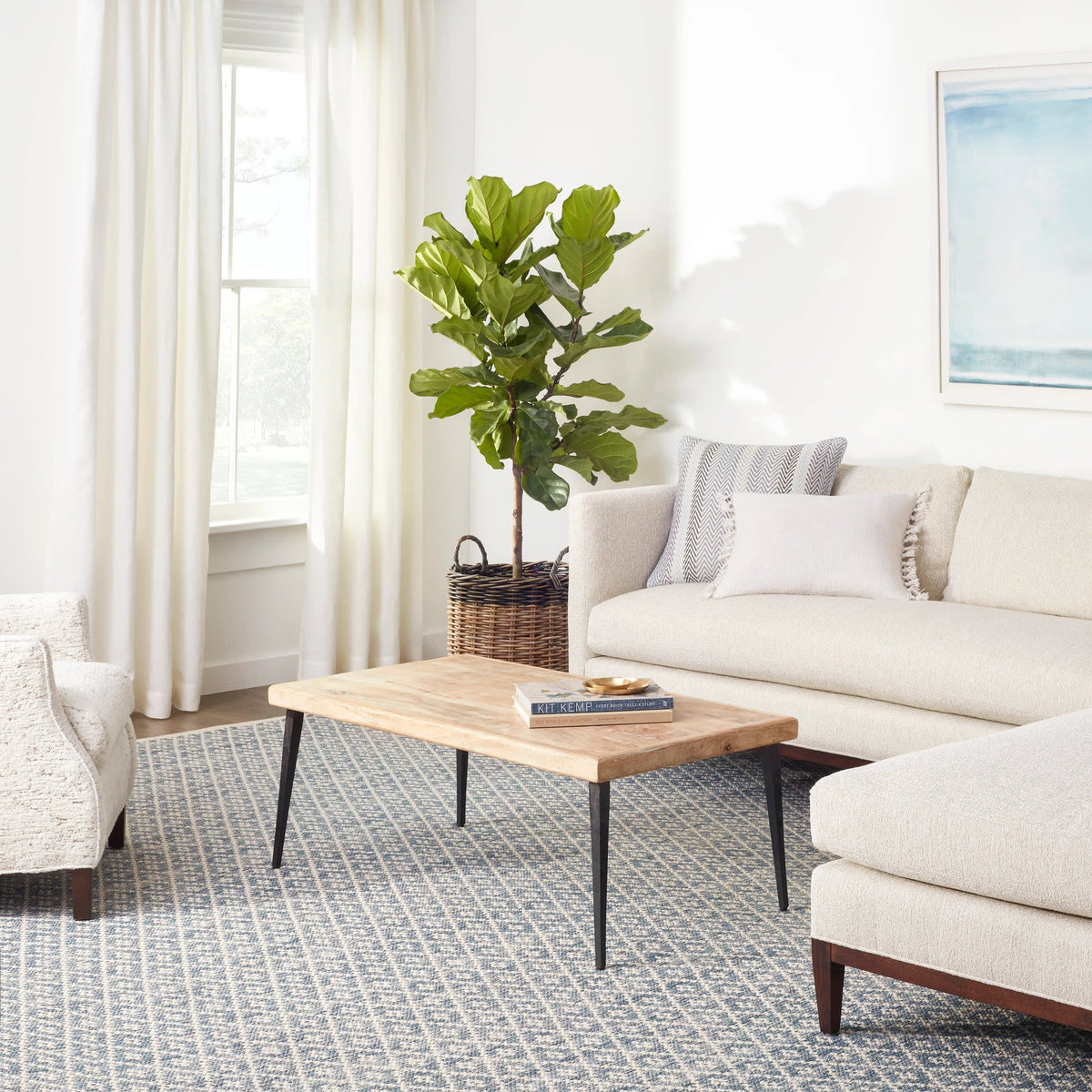 Dash & Albert Melange Diamond Blue Woven Cotton Rug