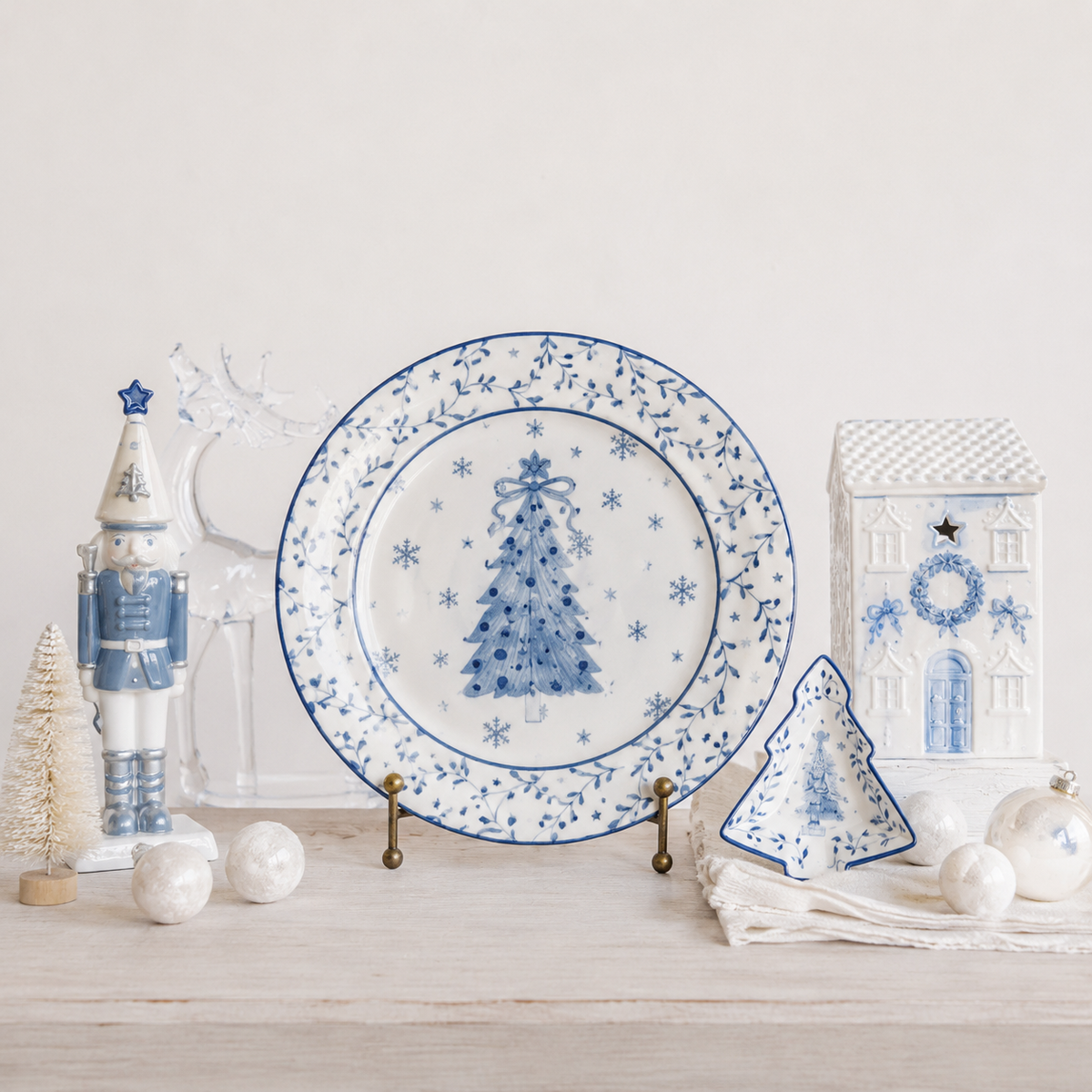 Stoneware Blue & White Tree Plate