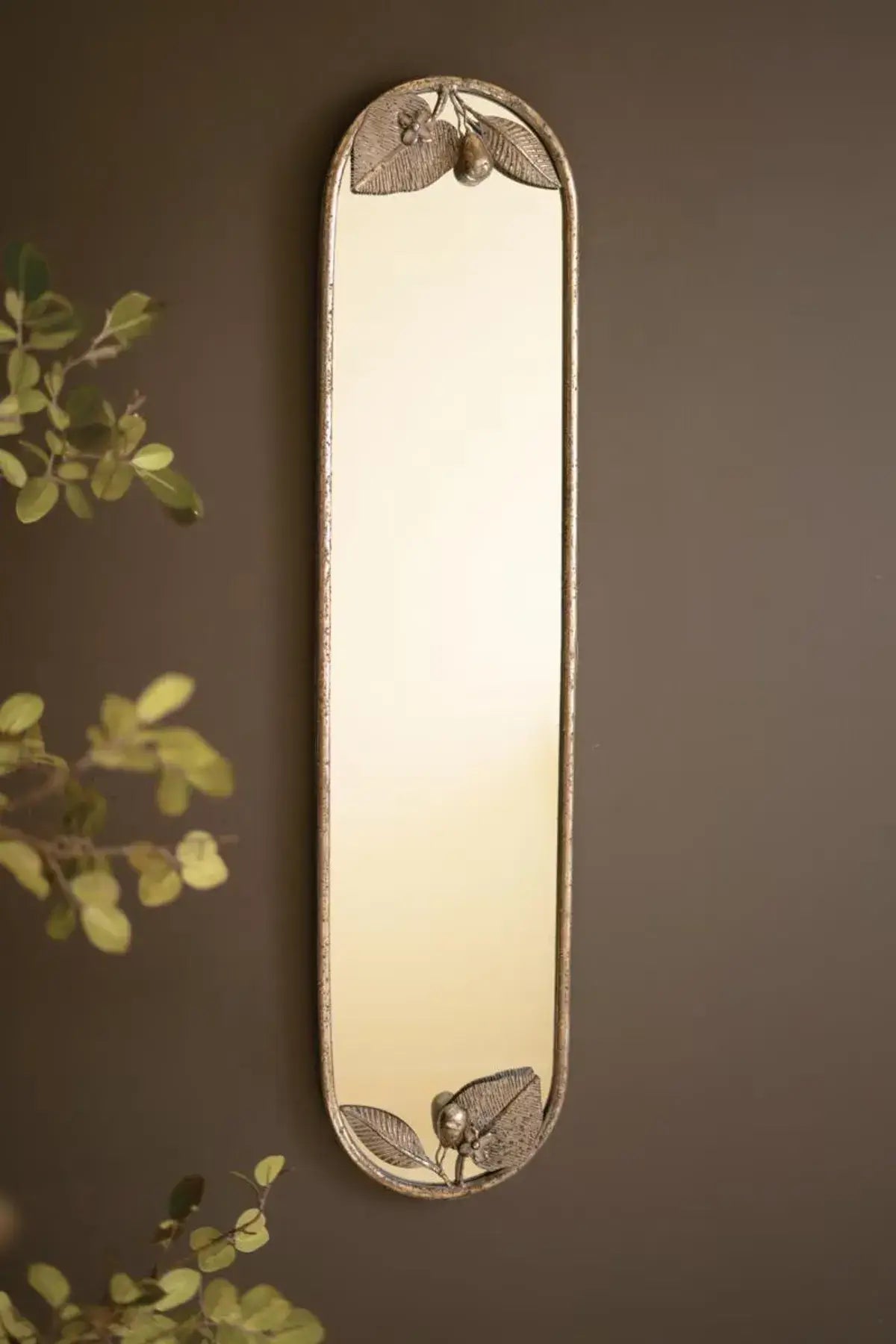 Rustic Metal Leaf & Fruit Framed Mirror