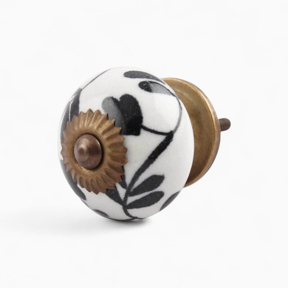 Black & White Floral Knob