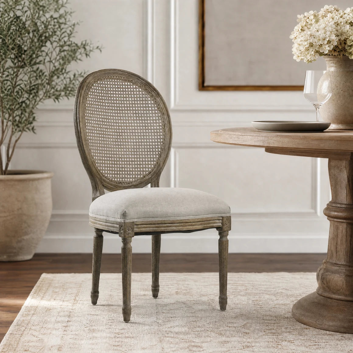 Caned Back Medallion Side Chair