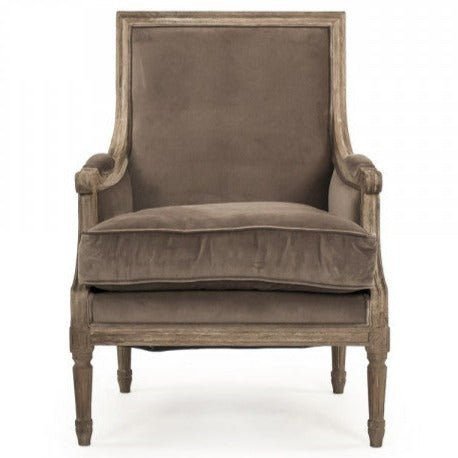 Brown Velvet Louis Club Chair - A Cottage in the City