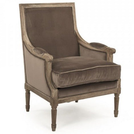 Brown Velvet Louis Club Chair - A Cottage in the City