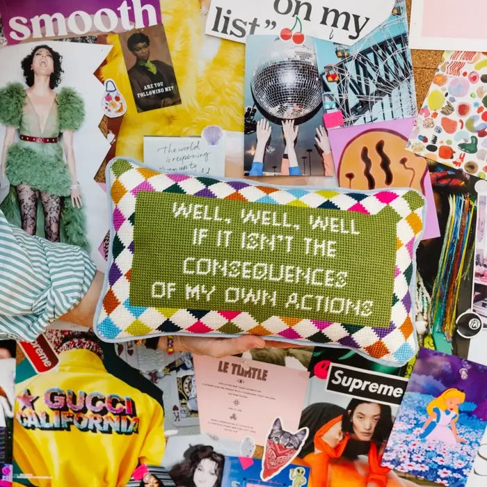 Well Well Well Needlepoint Pillow