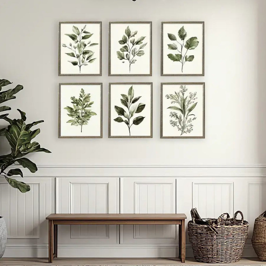 Green Botanicals Silver Bead Gallery Frame Art Set