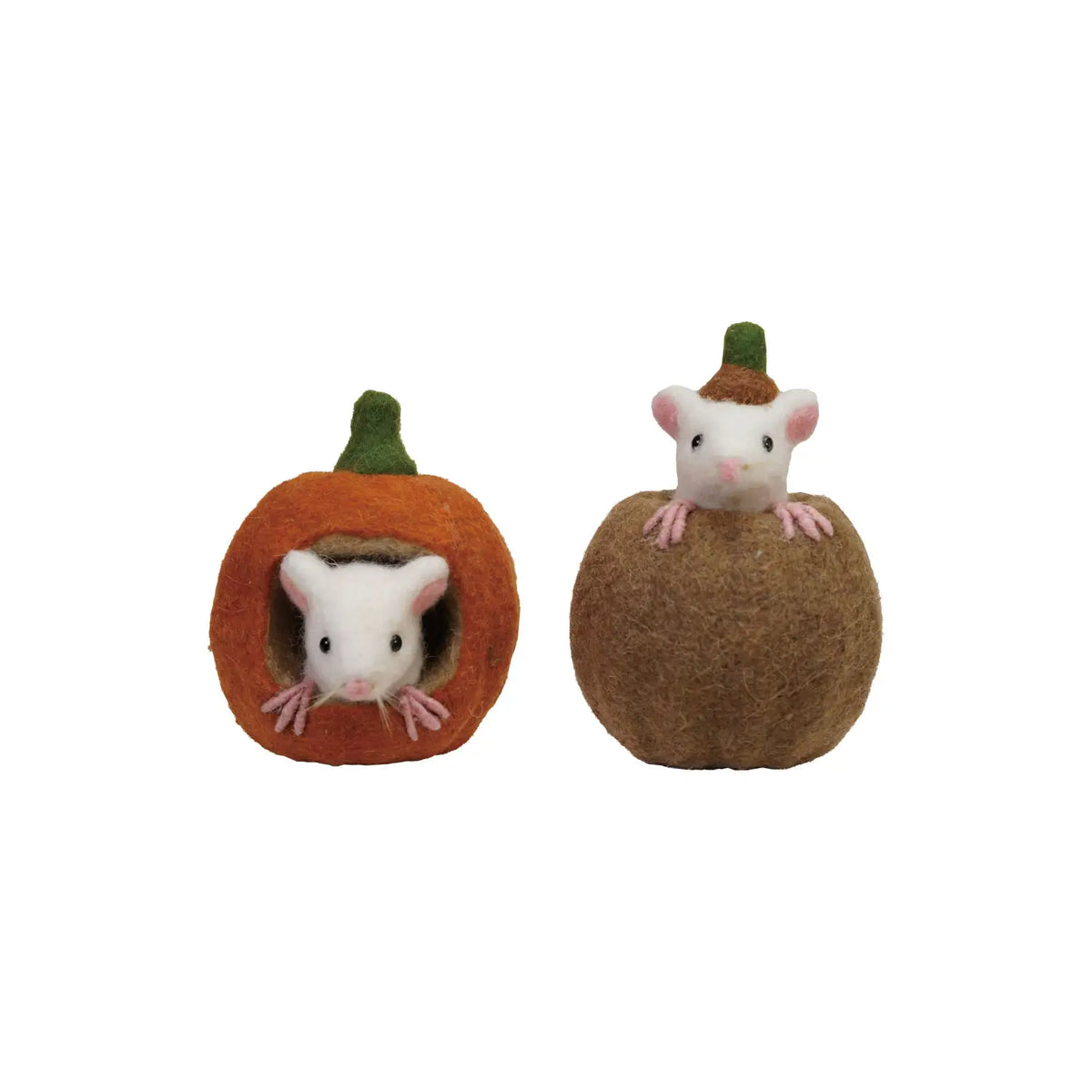 Wool Felt Mouse In Pumpkin