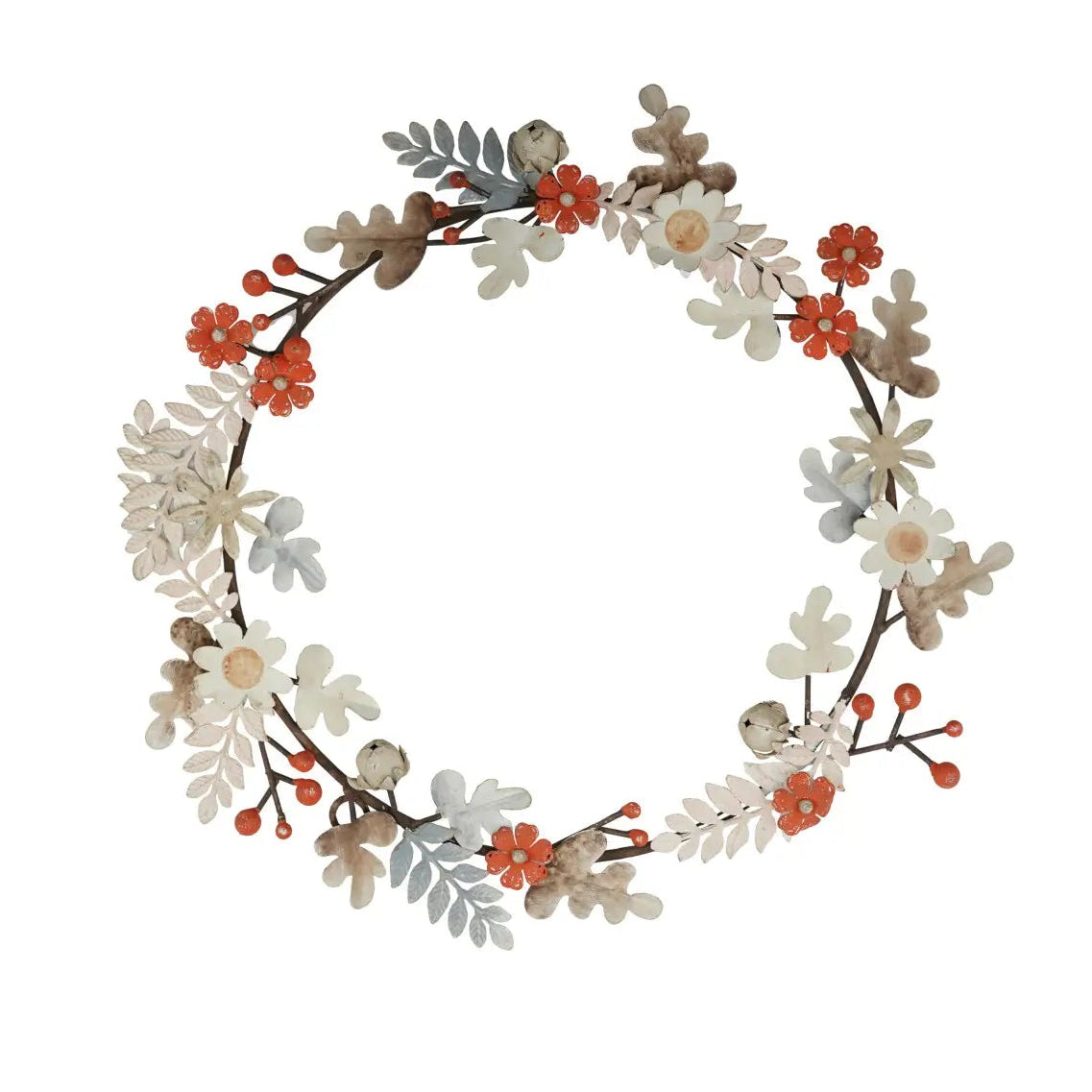 Metal Flowers, Berries & Leaves Wreath