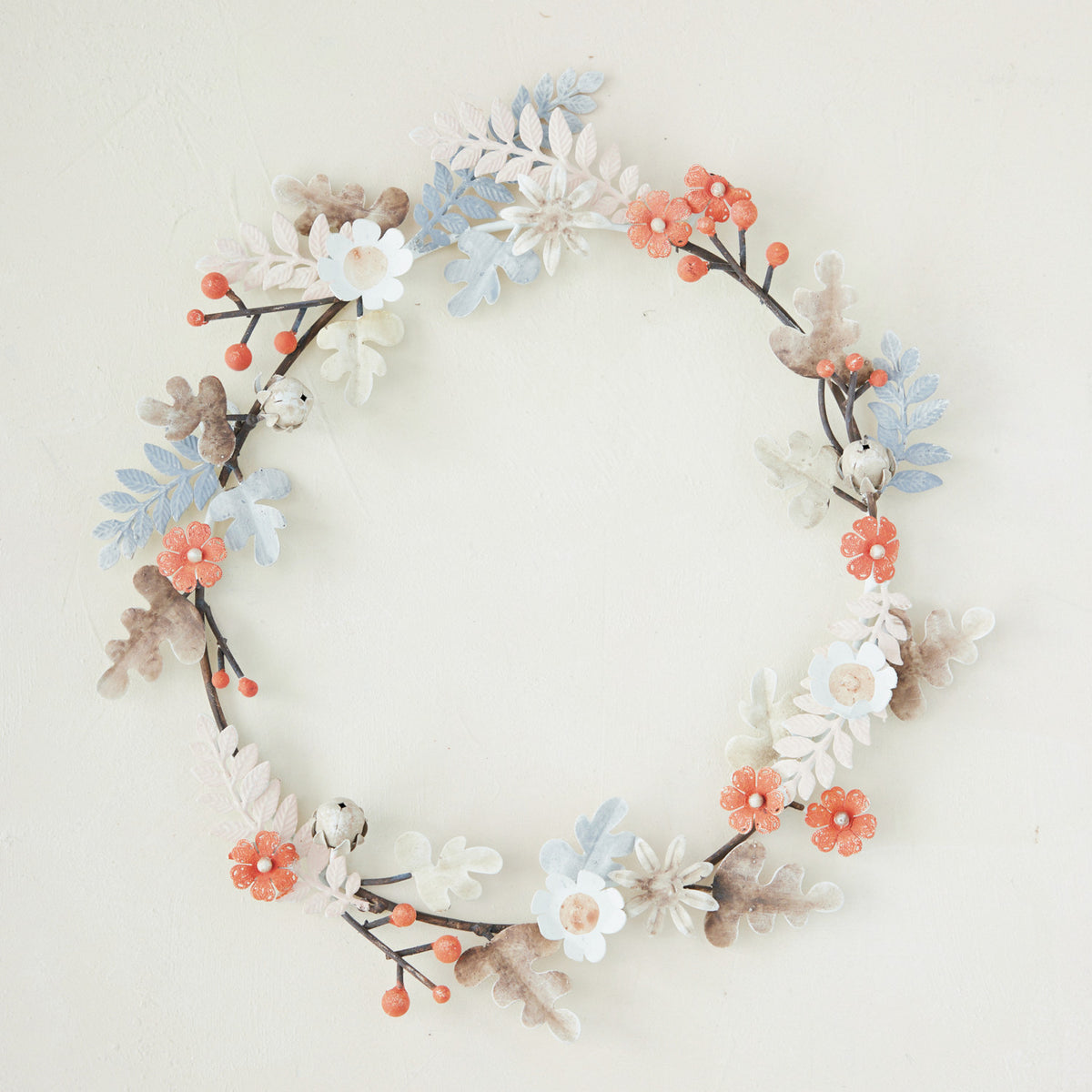 Metal Flowers, Berries & Leaves Wreath