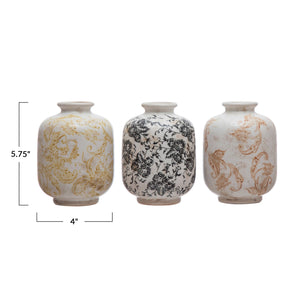 Terra Cotta Floral Pattern Vase