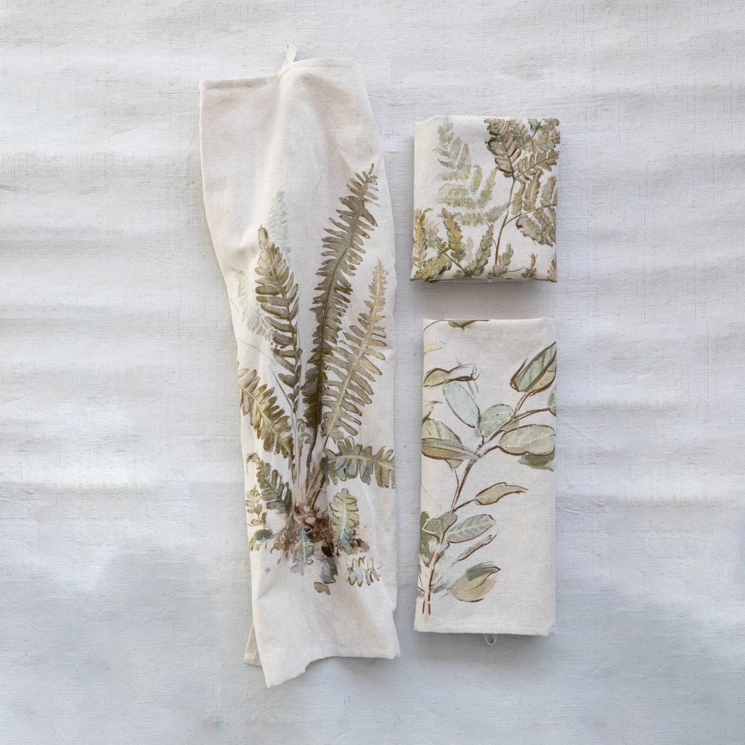 Linen Blend Botanical Tea Towel