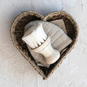 Hand Woven Seagrass & Metal Heart Shaped Basket