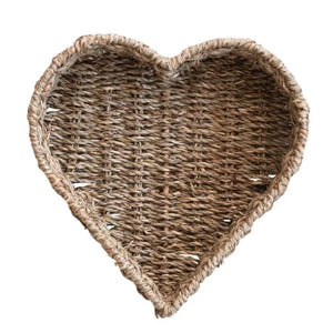 Hand Woven Seagrass & Metal Heart Shaped Basket