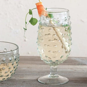 Recycled Glass Hobnail Stemmed Drinking Glass