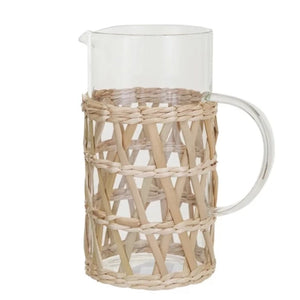 Glass Pitcher & Mug with Woven Sleeve