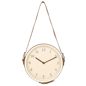 Hanging Wall Clock with Adjustable Leather Strap