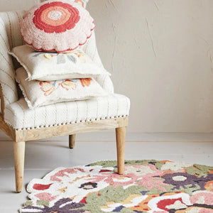 Cotton Tufted Organic Shaped Flower Field Rug
