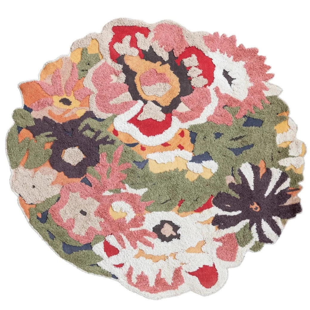 Cotton Tufted Organic Shaped Flower Field Rug