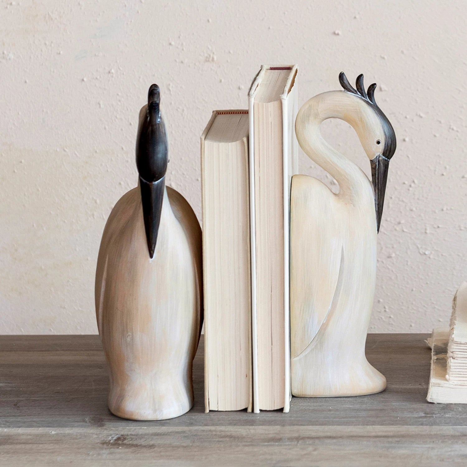 Resin Heron Shaped Bookends