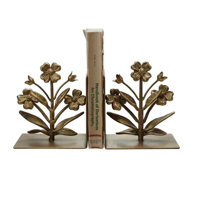 Cast Iron Flower Shaped Bookends