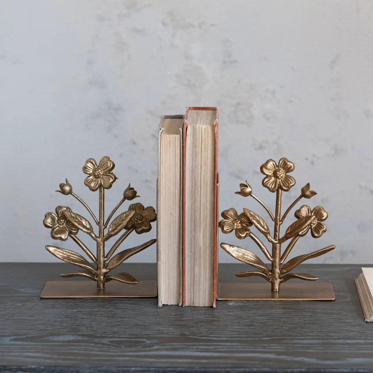 Cast Iron Flower Shaped Bookends