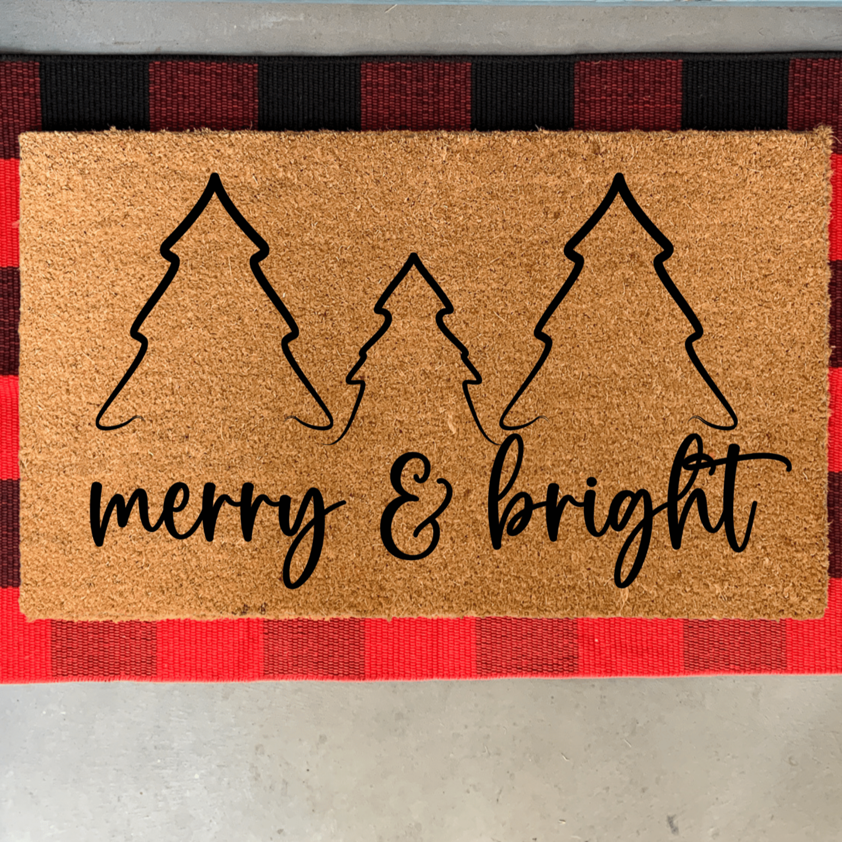Merry and Bright Christmas Trees Doormat