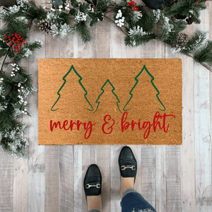 Merry and Bright Christmas Trees Doormat