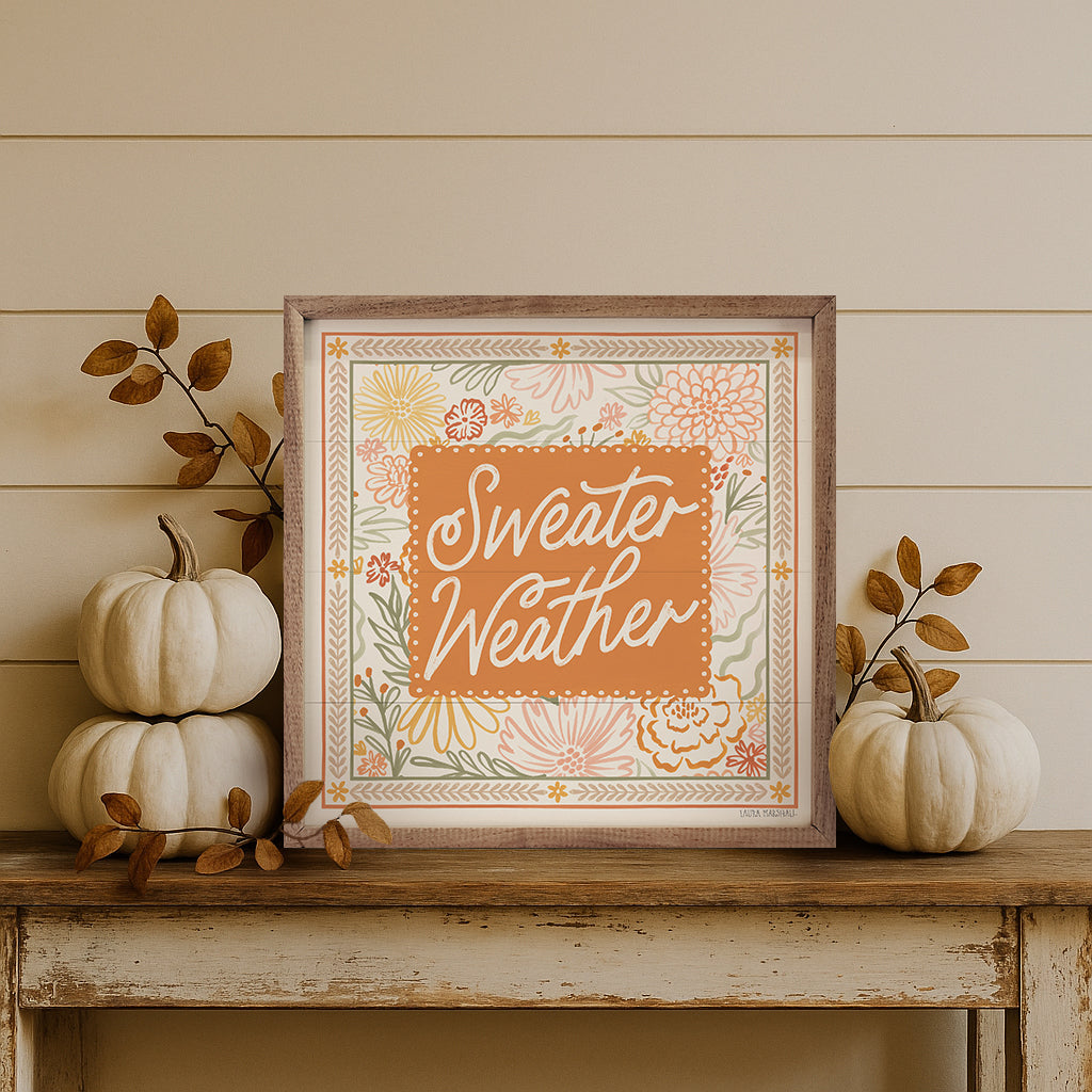 Blooming Autumn Hello Fall Wood Framed Print