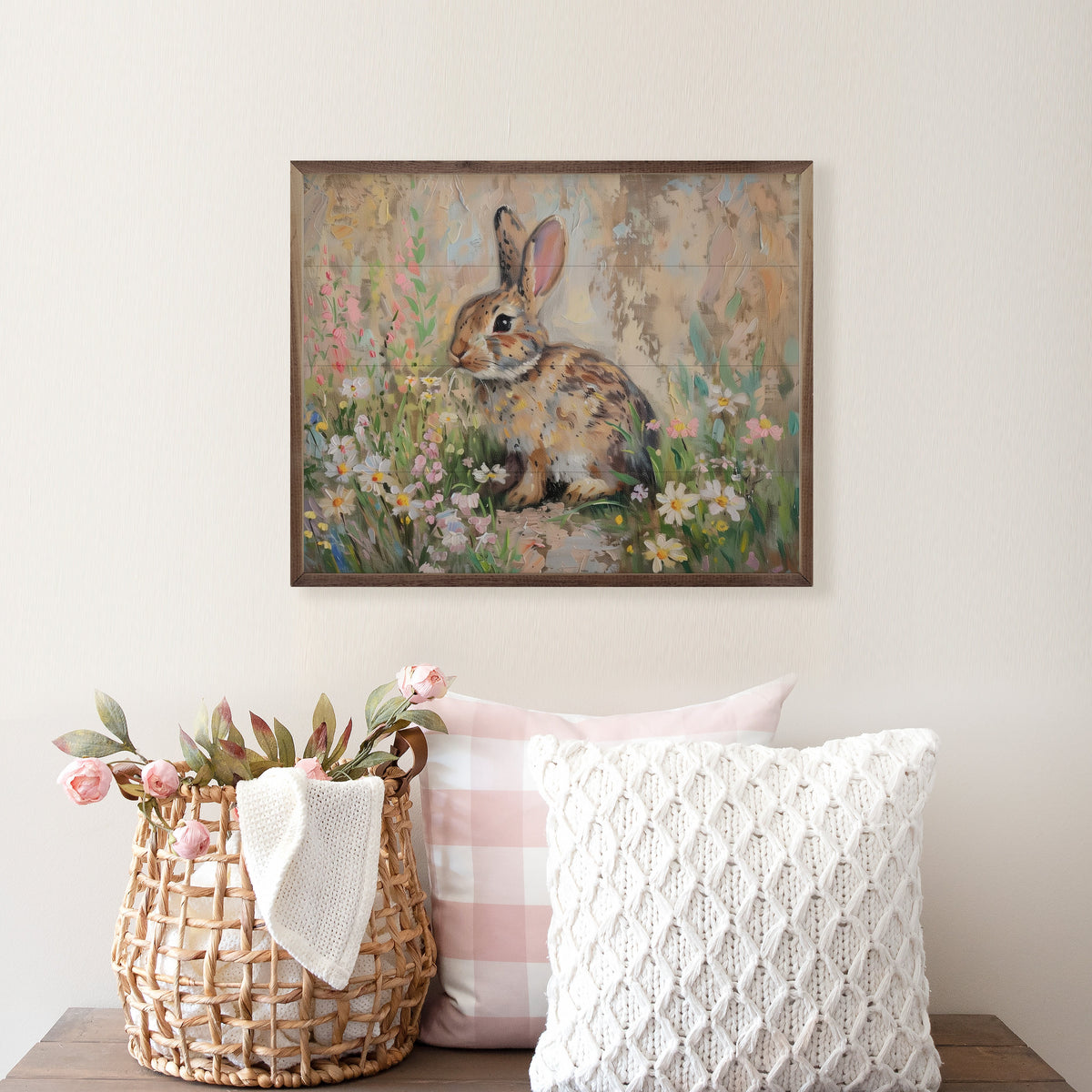 Spring Bunny Wood Framed Print