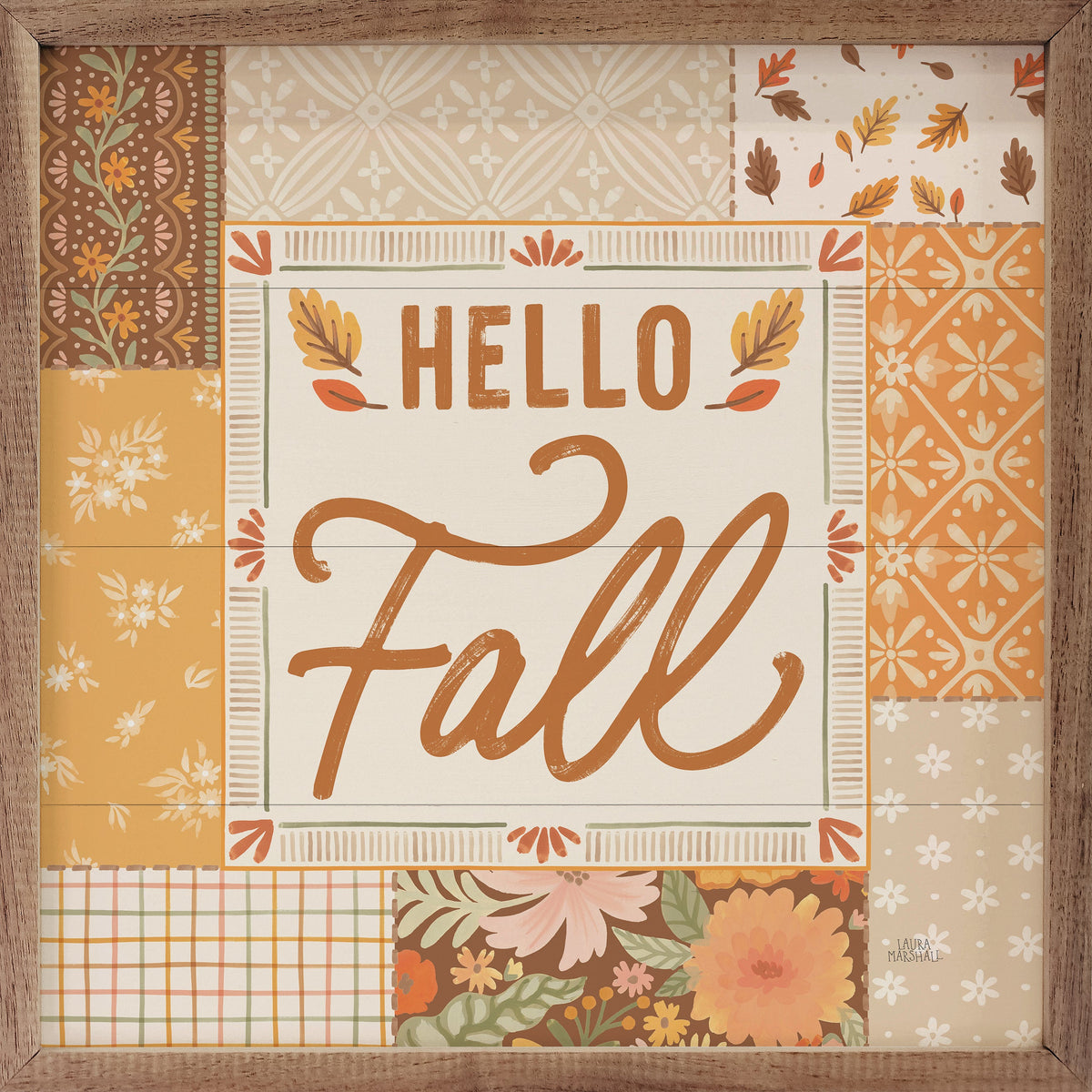 Blooming Autumn Hello Fall Wood Framed Print