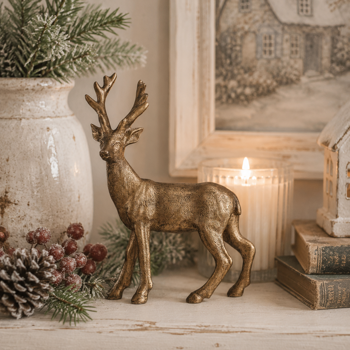 Gold Finish Resin Deer