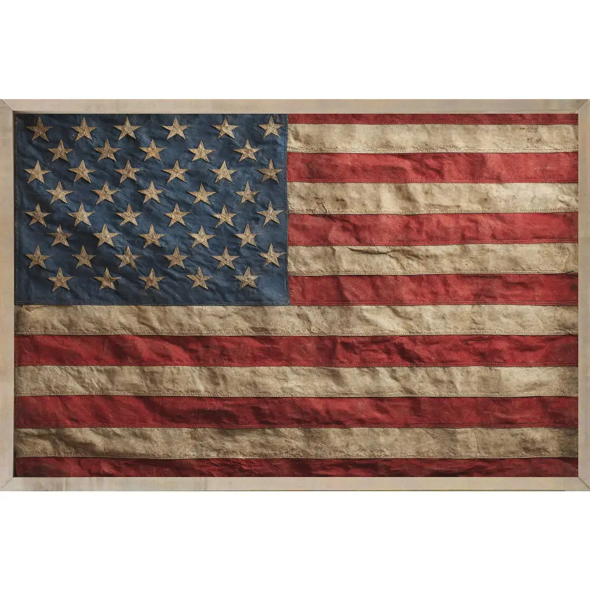 American Flag Thin Oak Frame